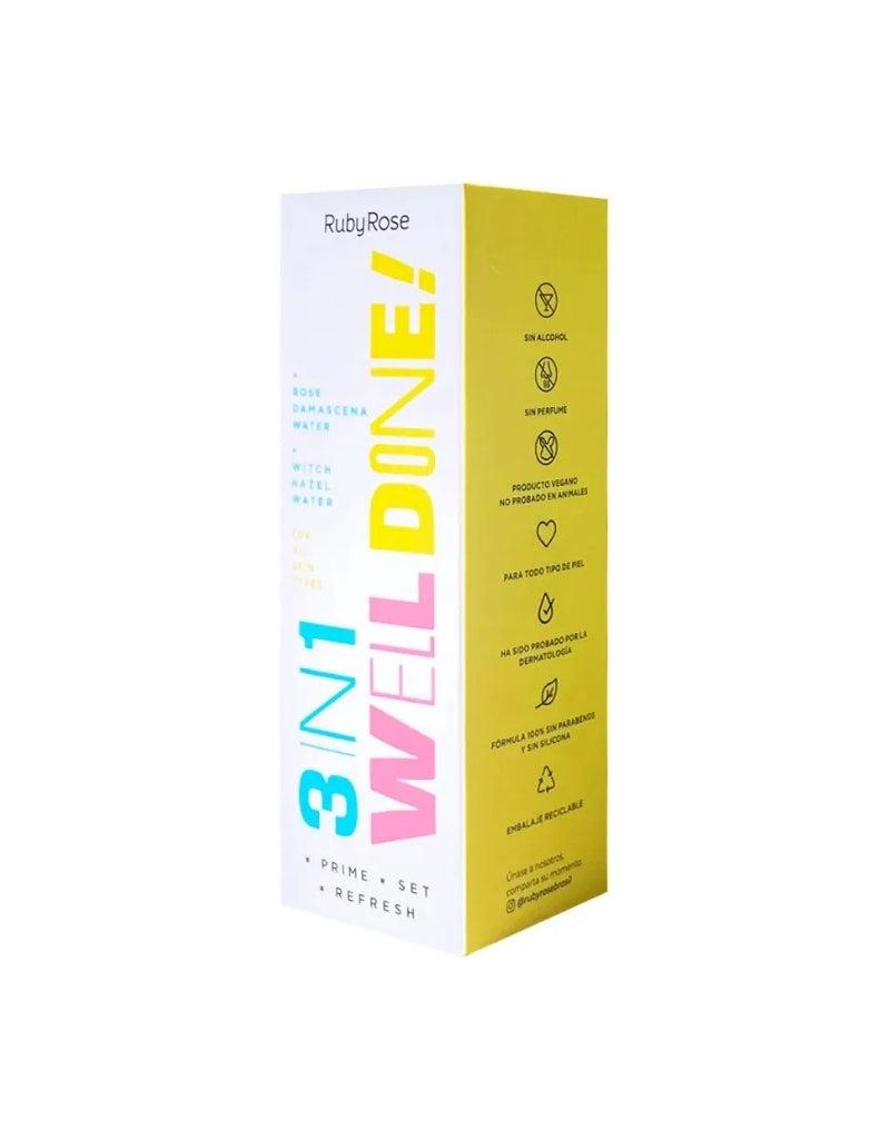 𝗥𝘂𝗯𝘆 𝗥𝗼𝘀𝗲 HB-601 Primer Refreshing Mist Spray 3 in 1 Rose Water 90 ML