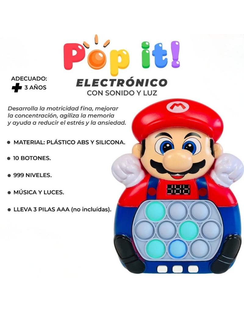 Super Mario Pop It Electronic Toy with Lights and Sounds