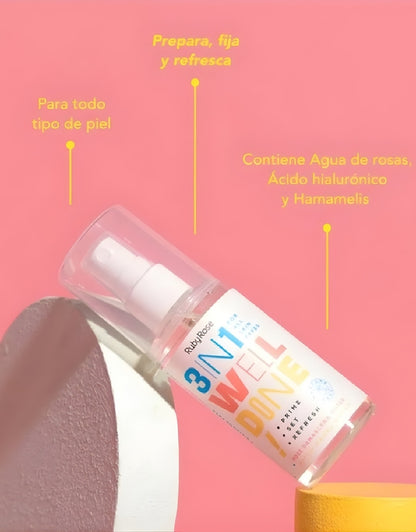 𝗥𝘂𝗯𝘆 𝗥𝗼𝘀𝗲 HB-601 Primer Refreshing Mist Spray 3 in 1 Rose Water 90 ML