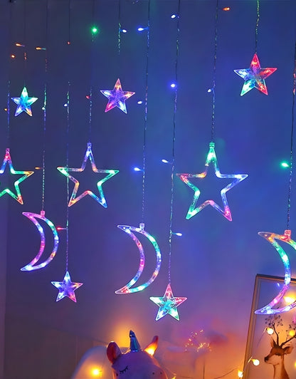 RGB LEDs Decorative Ramadan Lights Star Moon Curtain String Lights