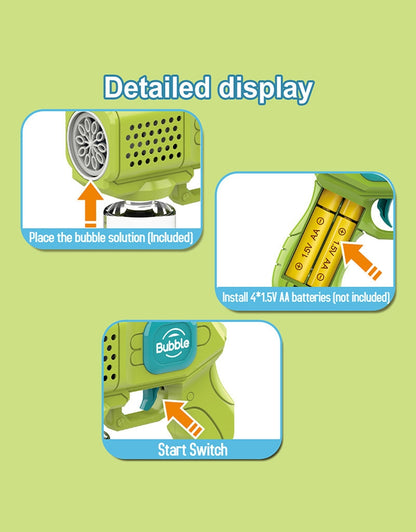 Factory Outdoor Toy Automatic Bubble Gun Light up