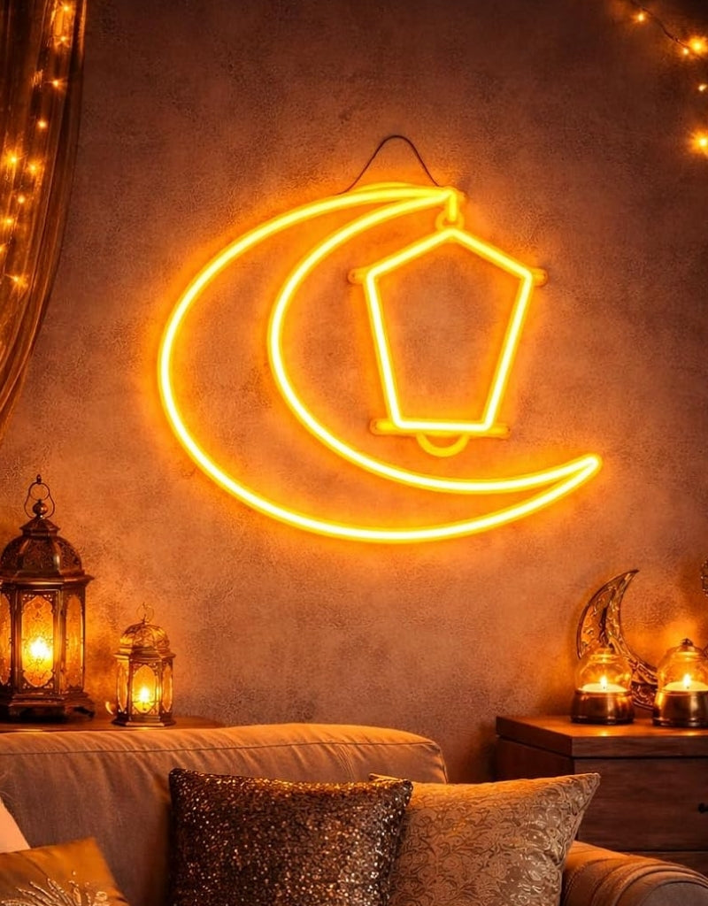 Crescent Decoration with Light Up Lantern Different Size