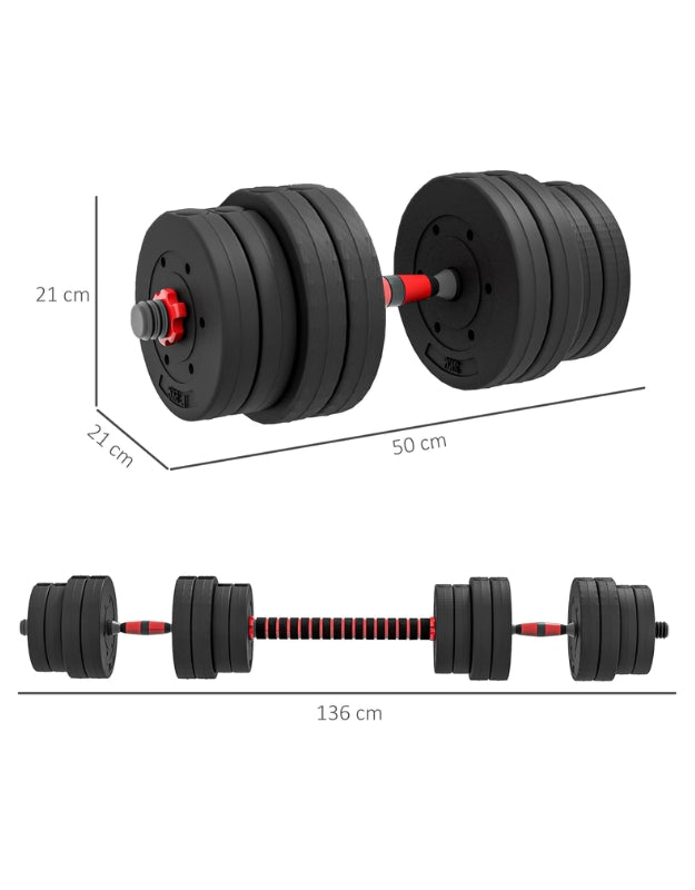 2 In 1 Adjustable Dumbbells Non-Slip Weight Set 20kg To 40kg