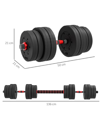2 In 1 Adjustable Dumbbells Non-Slip Weight Set 20kg To 40kg