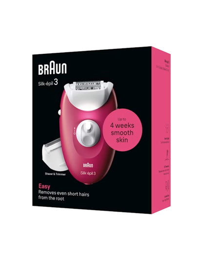 𝗕𝗿𝗮𝘂𝗻 Silk-epil 3 Epilator Raspberry Pink