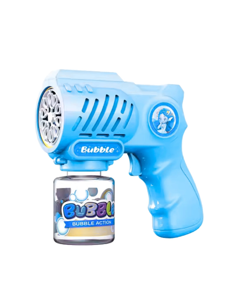 Blue bubble machine gun for kids, fun handheld toy with easy grip