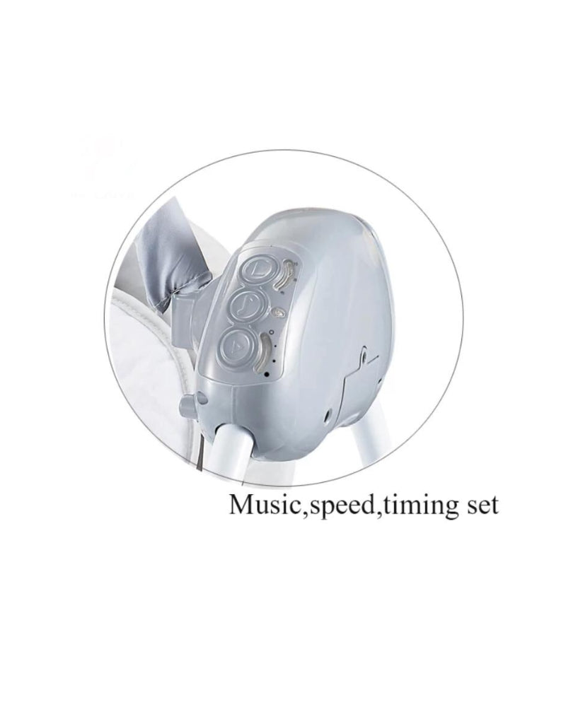 Control panel for baby rocking chair: music, speed, and timer settings.