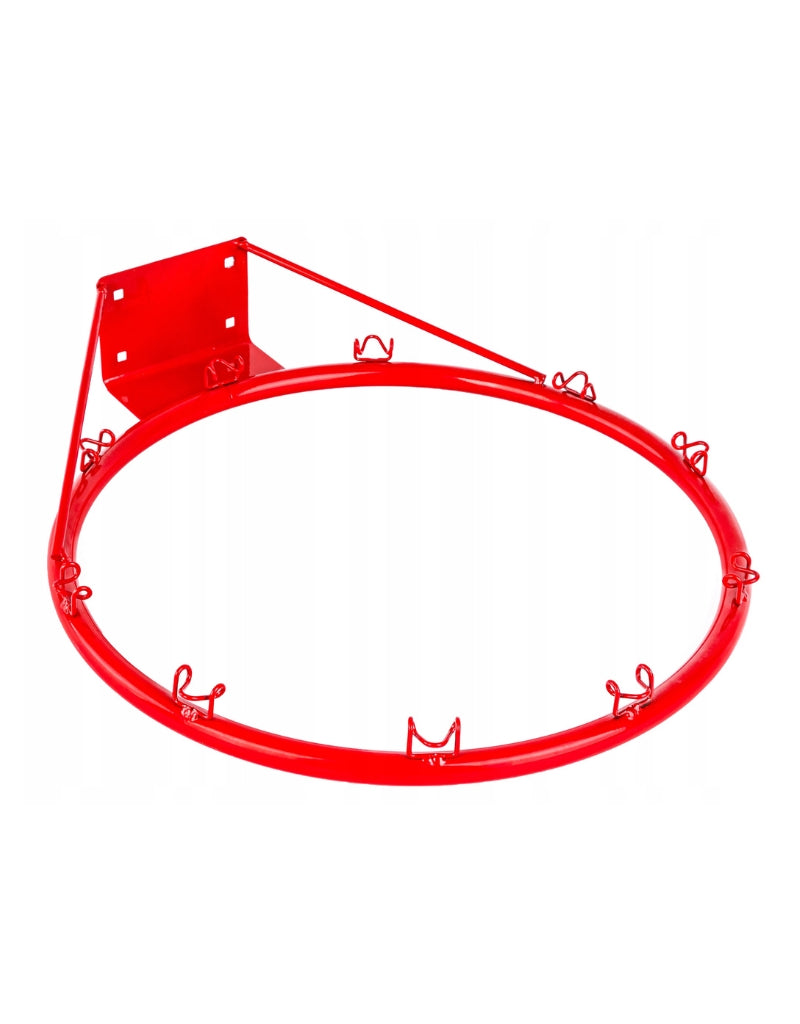 Sturdy red metal basketball hoop ring with wall mount bracket