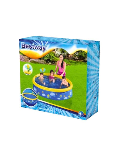 Retail packaging box of the Bestway 57326 Fast Set Spray Pool showing product images and design.