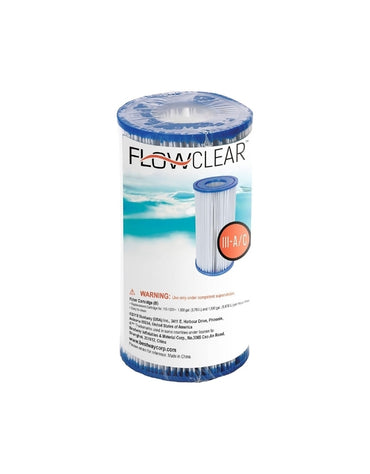 Packaged Bestway 58012 Type IIIA pool filter cartridge in clear wrapping