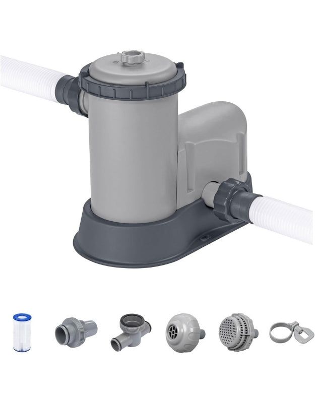 Bestway 58389 Flowclear swimming pool pump with included filter cartridge and accessories
