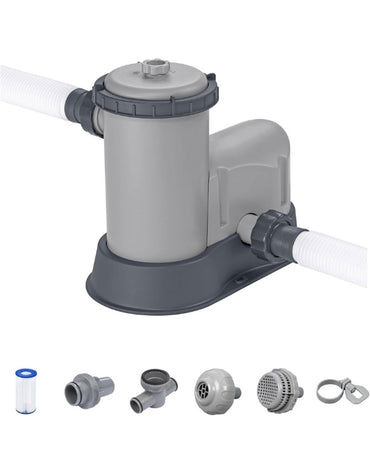 Bestway 58389 Flowclear swimming pool pump with included filter cartridge and accessories
