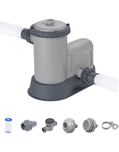 Bestway 58389 Flowclear swimming pool pump with included filter cartridge and accessories