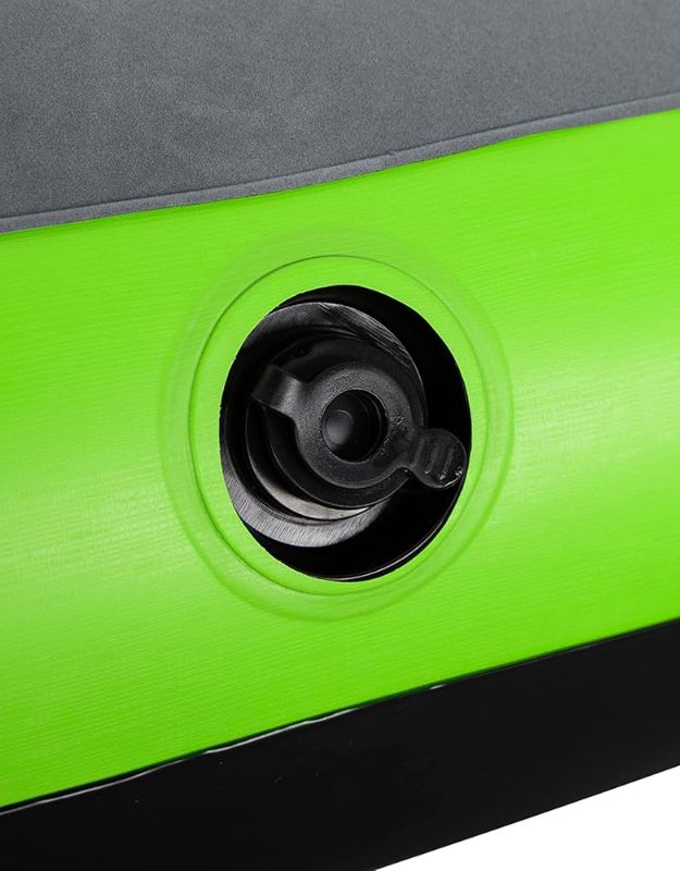 Close-up of inflation valve on Bestway inflatable air bed.