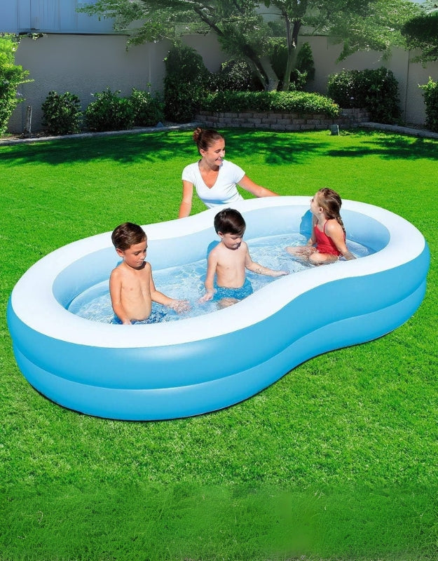 An adult and a child sitting together in the Bestway NHR inflatable pool