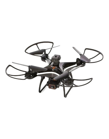 Black Quadcopter Drone with camera close-up view