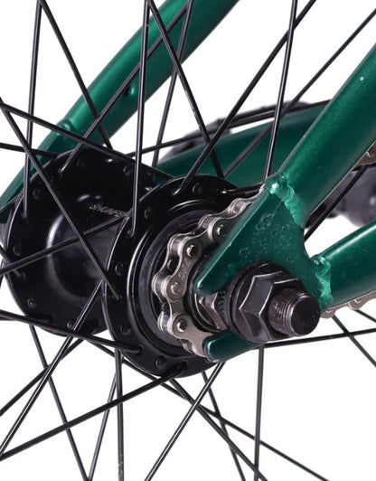 Rear wheel and chain mechanism of BMX 20 inch carbon steel frame bicycle