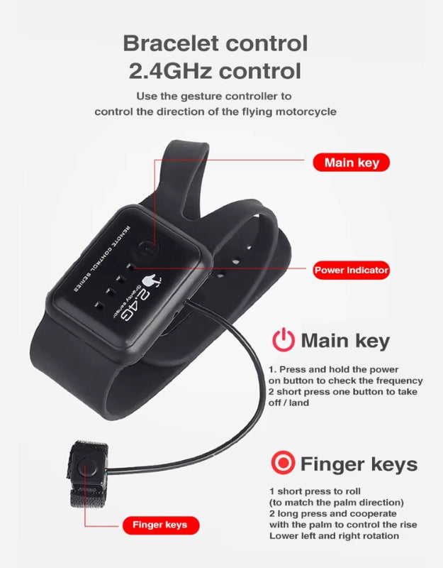 Bracelet touch control remote for green handheld quadcopter drone