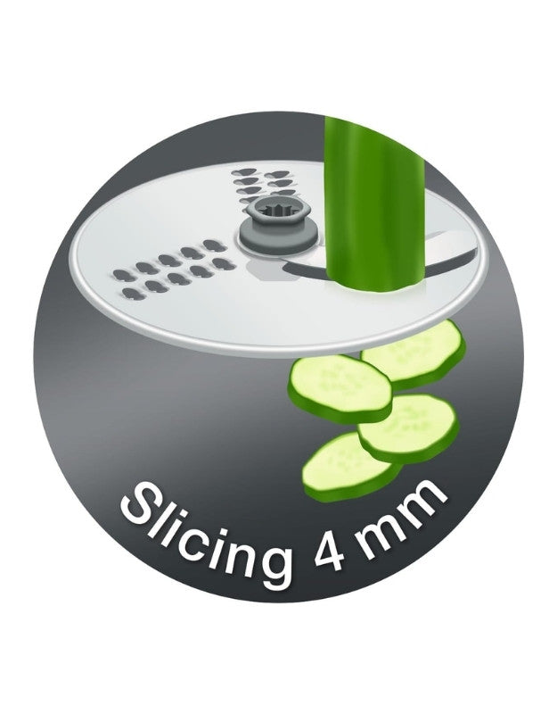 Braun PurEase food processor slicing disc 4mm cucumber slices.
