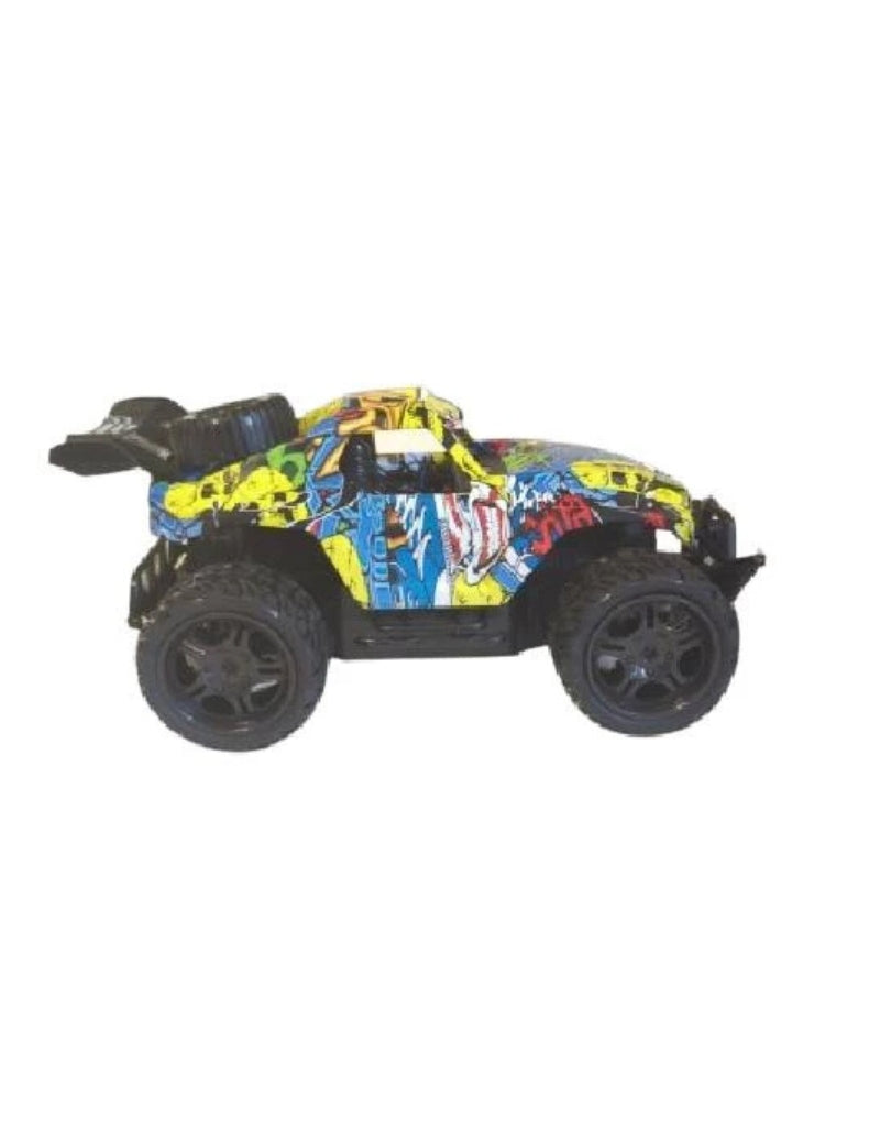 Graffiti-designed Car King 1:16 RC climbing car showing detailed body artwork.