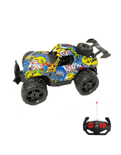 Colorful graffiti-style Car King 1:16 climbing RC mountain car with remote controller.