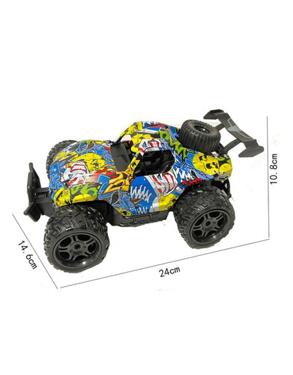 Car King 1:16 RC mountain car showing product size dimensions 24×14.6×10.8 cm.