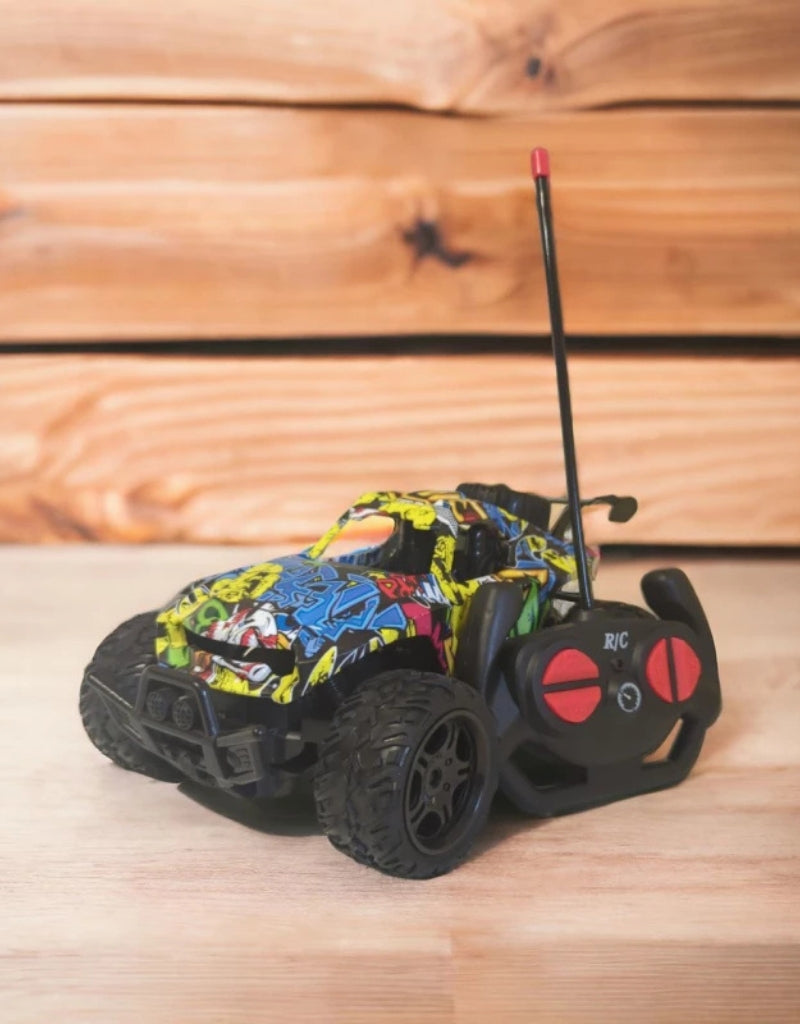 Car King 1:16 RC climbing car displayed with its black and red remote controller.