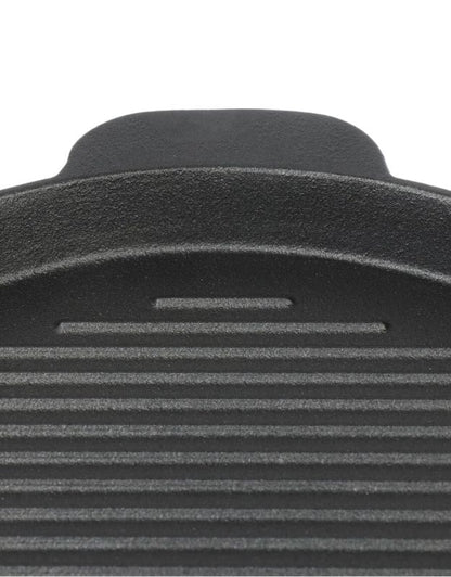 Close-up of a textured black car mat. Close-up of cast iron grill pan ridges showing non-stick surface and even cooking texture.