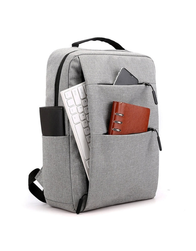 Side view of slim casual business backpack with pockets