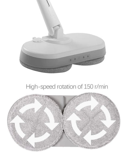 High speed dual spinning mop pads rotating at 150 rpm for powerful cleaning.