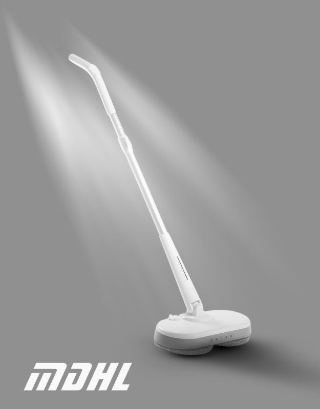 Cordless electric mop with LED lights for dark areas cleaning.