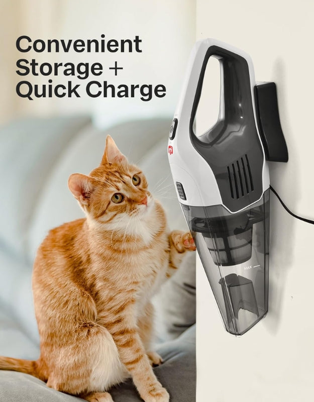 Handheld vacuum cleaner wall mounted with quick charging feature.