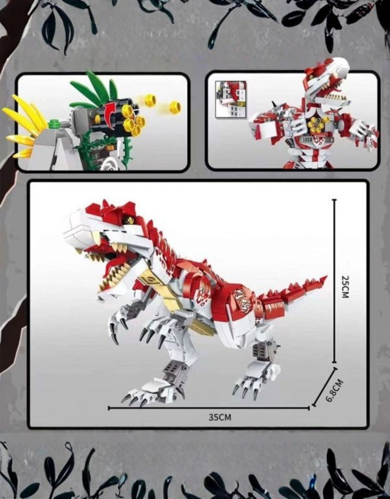 Size dimensions of the Tyrannical Dragon 2-in-1 dinosaur model measuring 35 cm by 25 cm