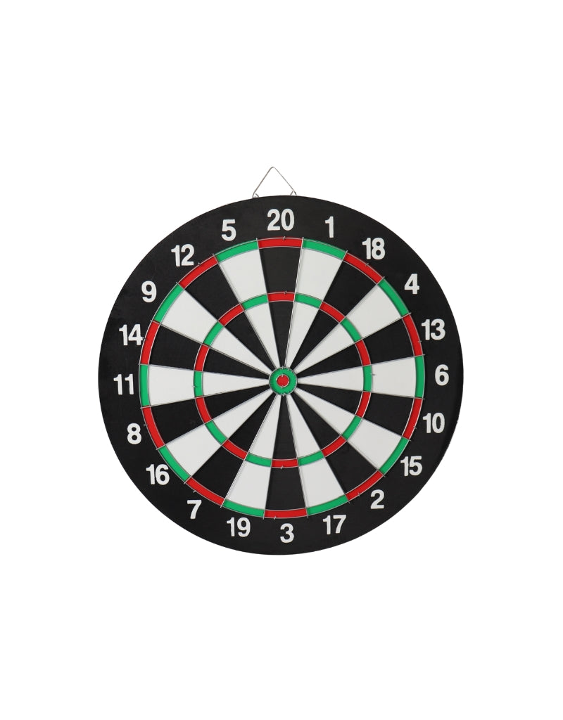 Classic double-sided dart board with numbered sections and steel ring numbering