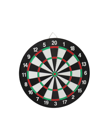 Classic double-sided dart board with numbered sections and steel ring numbering
