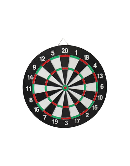 Classic double-sided dart board with numbered sections and steel ring numbering