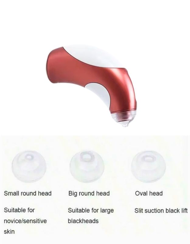 Electric face vacuum pore cleaner with multiple suction head attachments for blackheads and sensitive skin