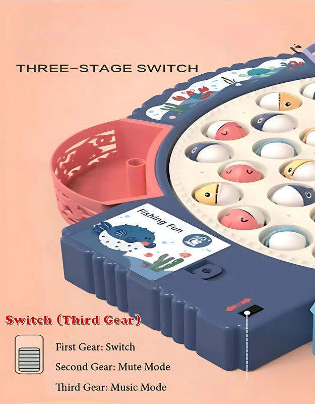 A close-up shot of the toy's three-stage switch, showing the options for "Switch," "Mute Mode," and "Music Mode.