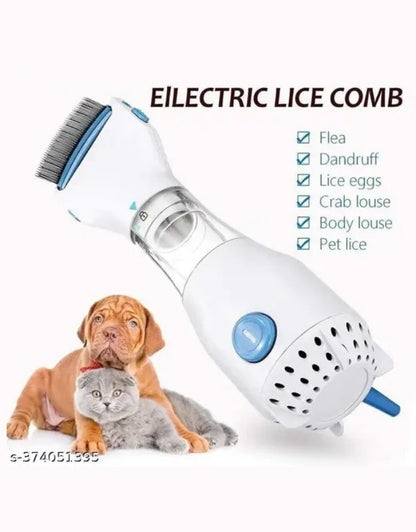 Electric lice comb with pets and list of pests it can remove.