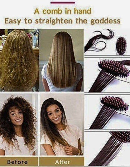 Hair transformation before and after using Enzo EN-053 professional ceramic heated straightening brush