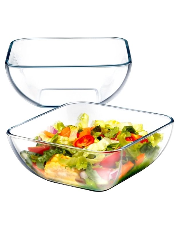 Fenix 7-inch tempered glass food storage container with airtight lid, clear round design
