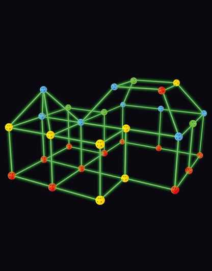 Glow-in-the-dark fort structure built with Magic Fort building set.