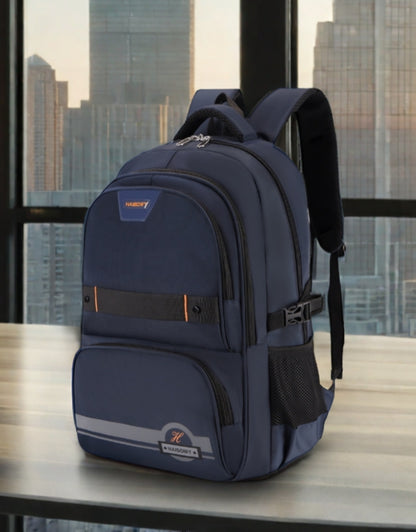Haibowy navy blue ultra-light backpack displayed indoors, lifestyle view