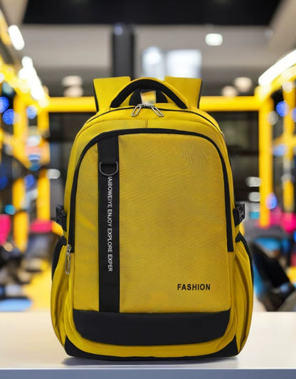 Haibowy yellow anti-theft sport backpack displayed in store environment