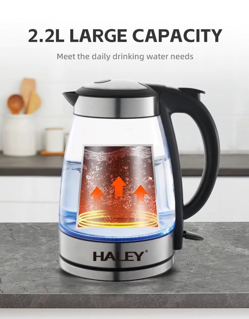 Haley High Quality 2.2L Electric Kettle large capacity design for daily water boiling with fast heating system