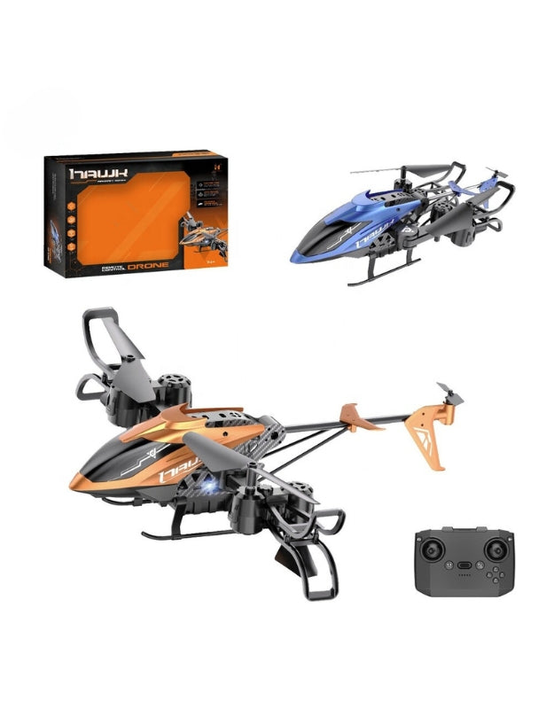 Hawk Helicopter LH-X69 drones in blue and orange with packaging and controller