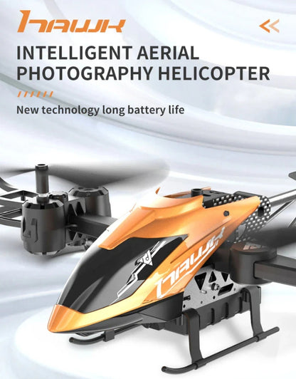 Close-up of Hawk Helicopter LH-X69 in orange for aerial photography