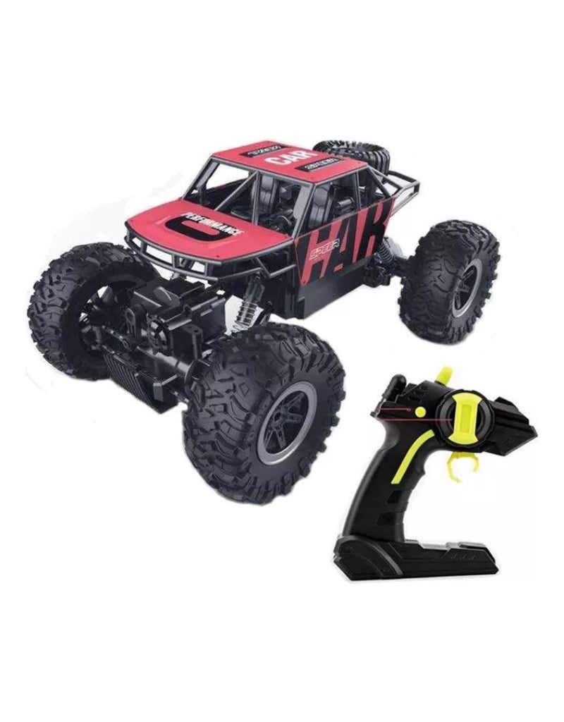 Red 4WD high-speed remote control monster truck with handheld remote controller