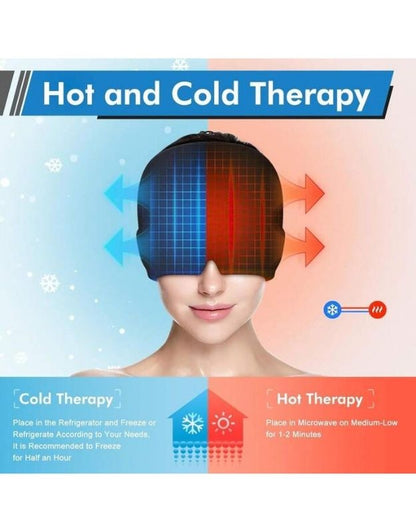 Hot and cold therapy migraine mask with heating and cooling options.