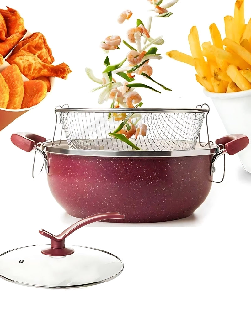 HotChef non-stick fryer pot with removable basket – perfect for frying chicken, fries, and vegetables